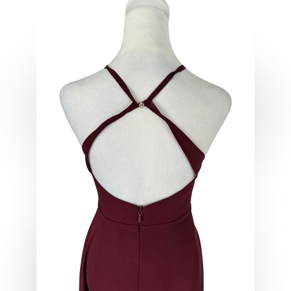 Azazie Bridesmaid Dress Burgundy Long Wedding Guest Formal Open Back Wine Sz A0 - Picture 11 of 16
